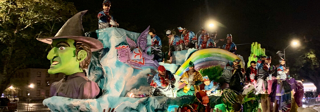 Witch float in Mardi Gras Parade