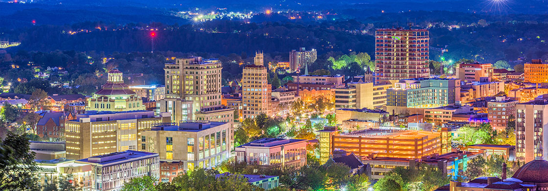 Asheville North Carolina Skyline at Night